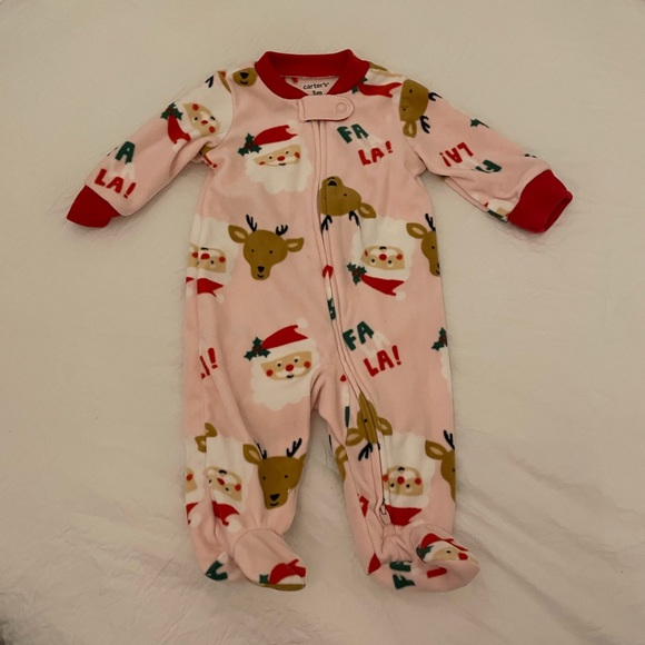 Carters 0-3 month fleece holiday sleepers NEVER WORN - Picture 2 of 3